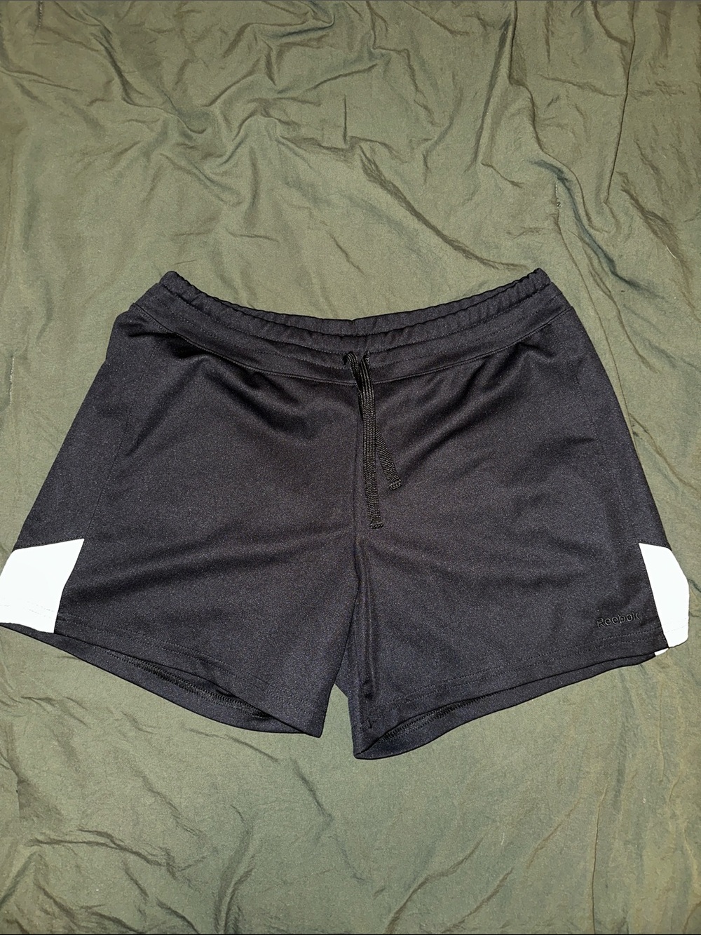 Reebok Black Women's Athletic Shorts with White Side Panels